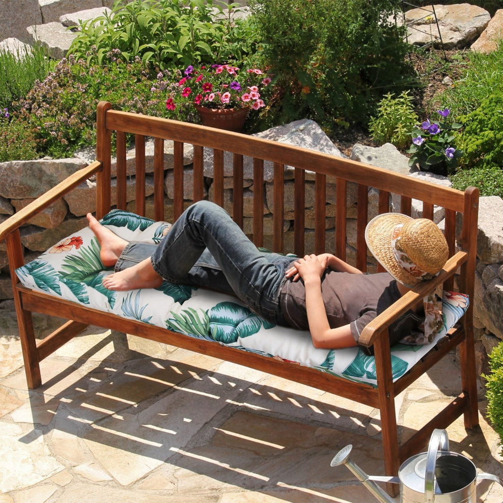 Bench Seat Cushion For Indoor Outdoor Furniture Non Slip Long Chair Cushion with Ties Strap Waterproof Swing Cushion 51.18x19.68IN For Garden Patio Ba