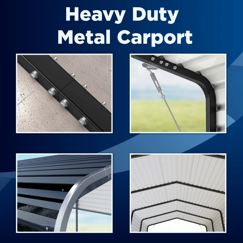 12'x30' Metal Carport with Corrugated Roof
