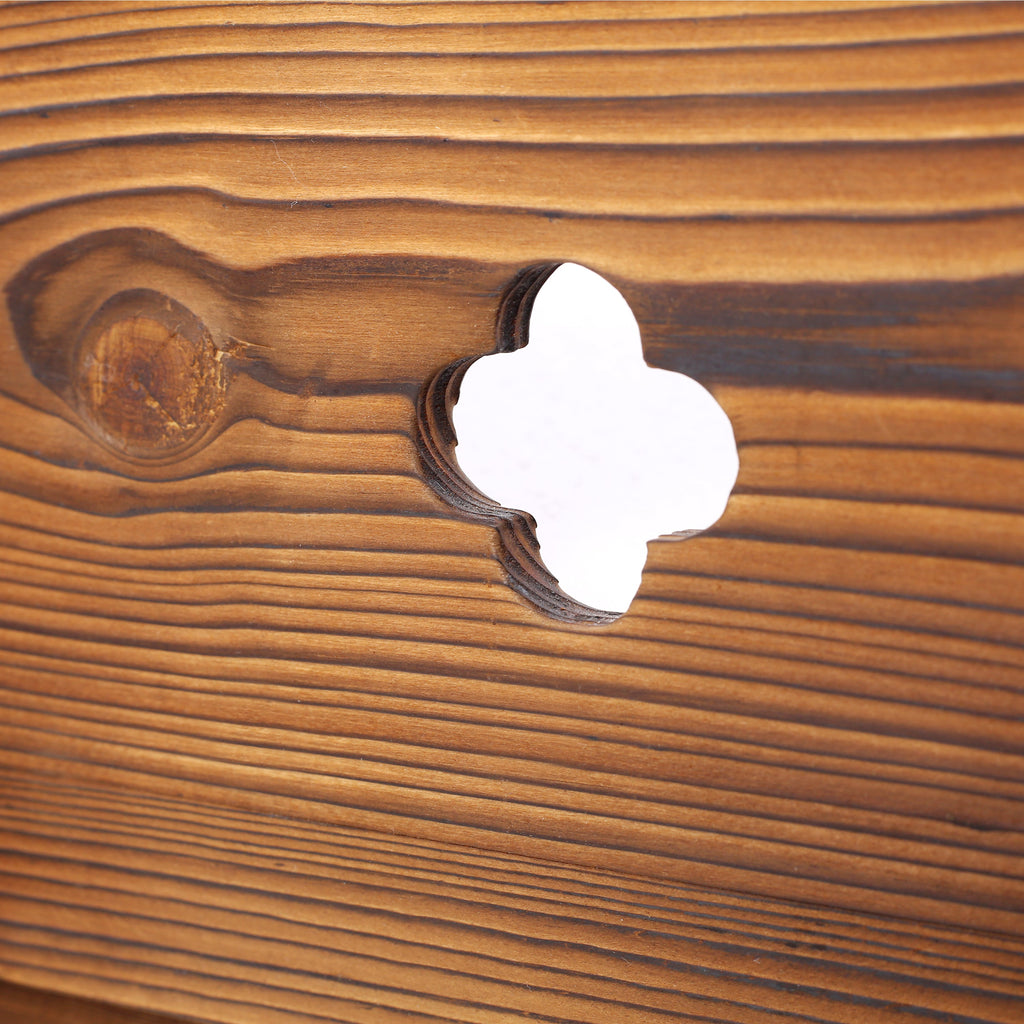 Wooden Wagon Planter Box, Mobile Garden Planter with Wheels, Handle, Drain Hole, Brown Wood, 26.5 x 14.1 x 21.2 inches