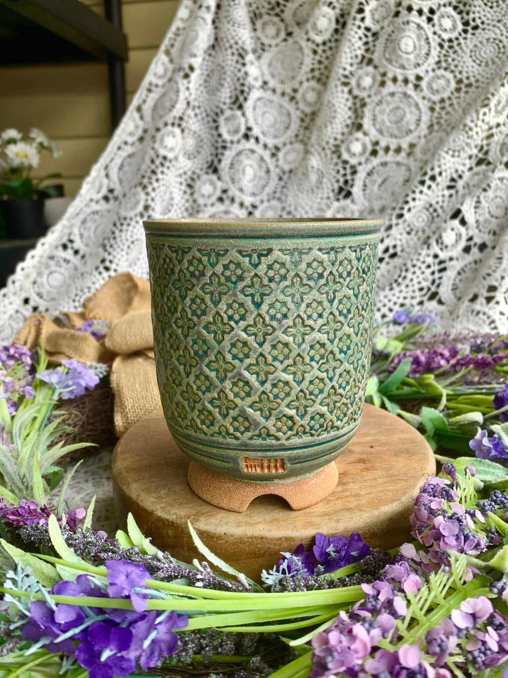 WS0005 Handmade Artisan Pottery Planter Pot - Pot rim diameter: 3.5"