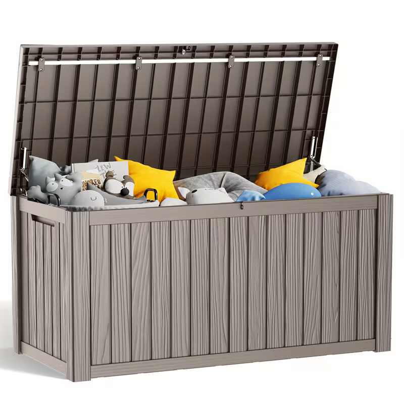 35-200 Gallon Heavy-Duty Outdoor Deck Boxes – Waterproof Patio Storage Box with Hinged Lid, Lockable & Easy Assembly