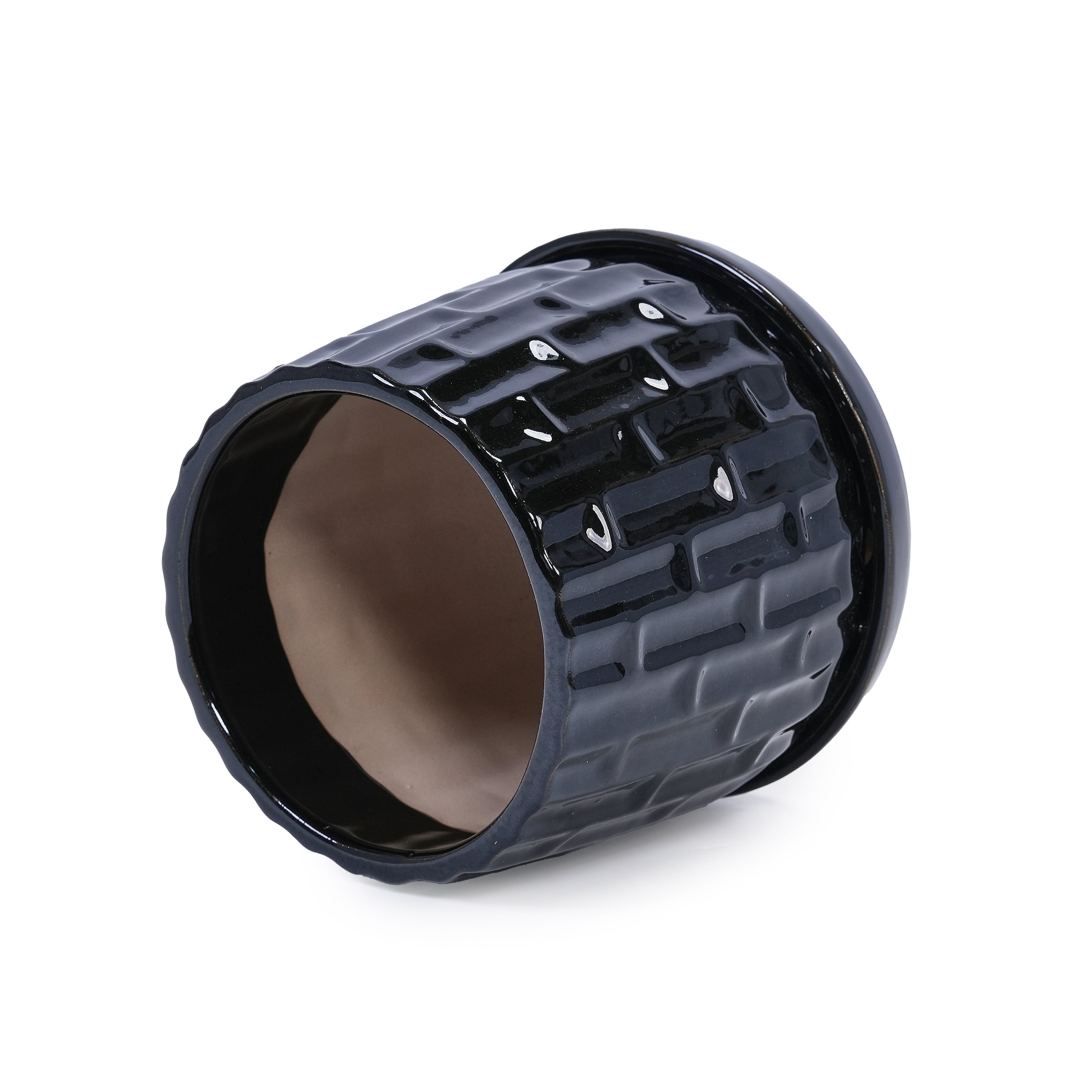 Set of 2 Ceramic Flowerpot, 7' Modern Planter for Patio, Garden, Windowsill - Black