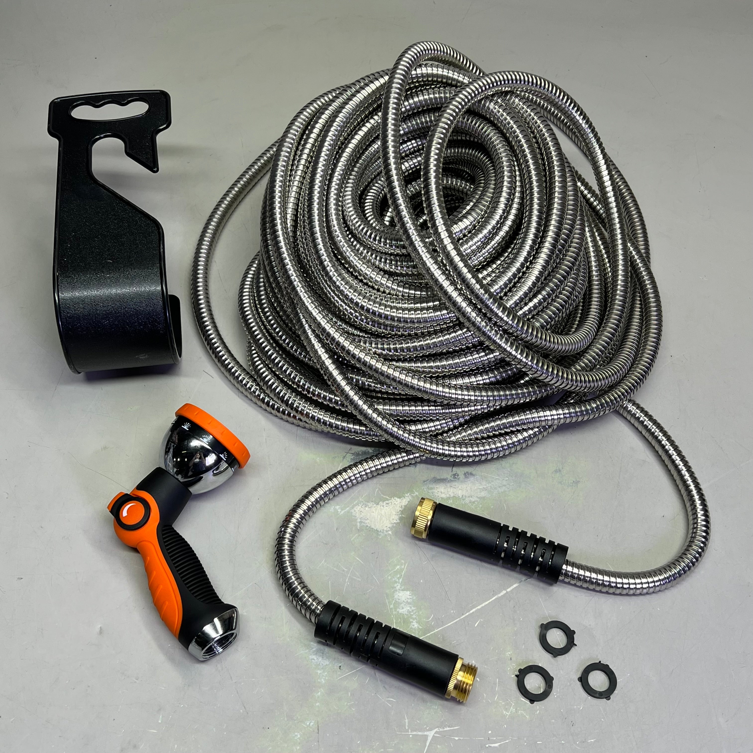HYPER HOSE Metal Garden Hose Kit No-Kink 316 Stainless Steel Leak Proof 100'