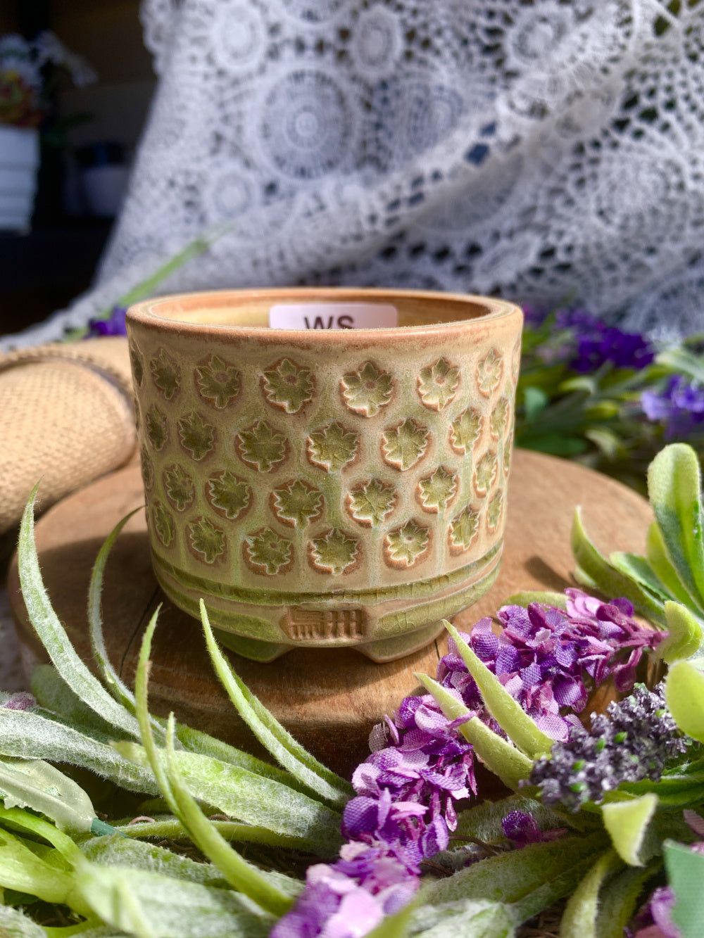 WS0025 Artisan Handcrafted Pottery Planter Pot - Pot rim diameter: 2.4"