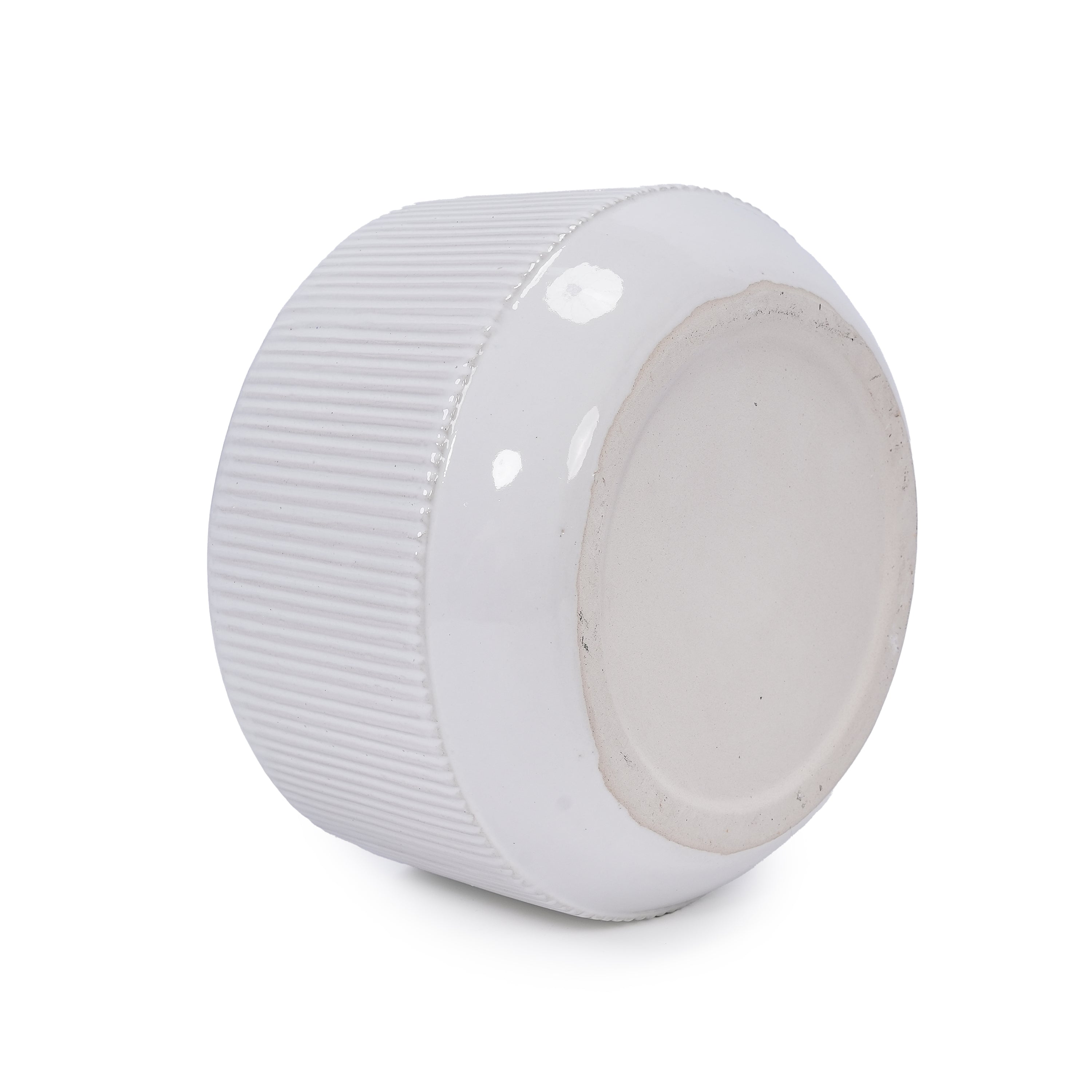 2 Pieces Ceramic Flowerpot, Modern Planter for Patio, Garden or Windowsills - Gloss White