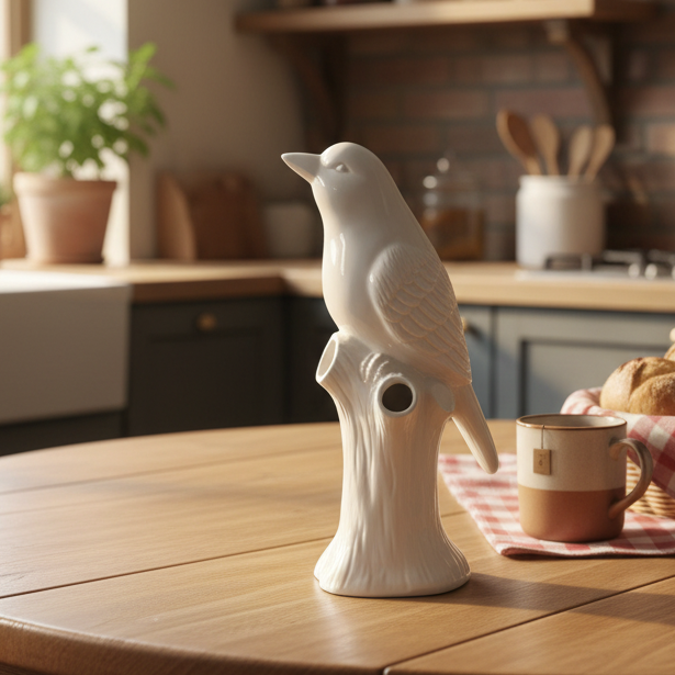 White Ceramic Bird Decor/Vase