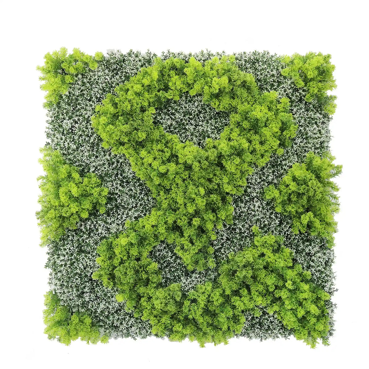 Natural Green and White Moss Artificial Vertical Garden Green Wall Panel 40×40in – UV Resistant – Commercial Grade