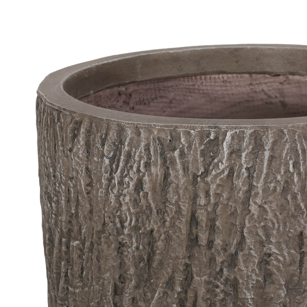 Natural Wood Finish Magnesium Oxide Planter for Outdoor Use, 14x14x27 Inches