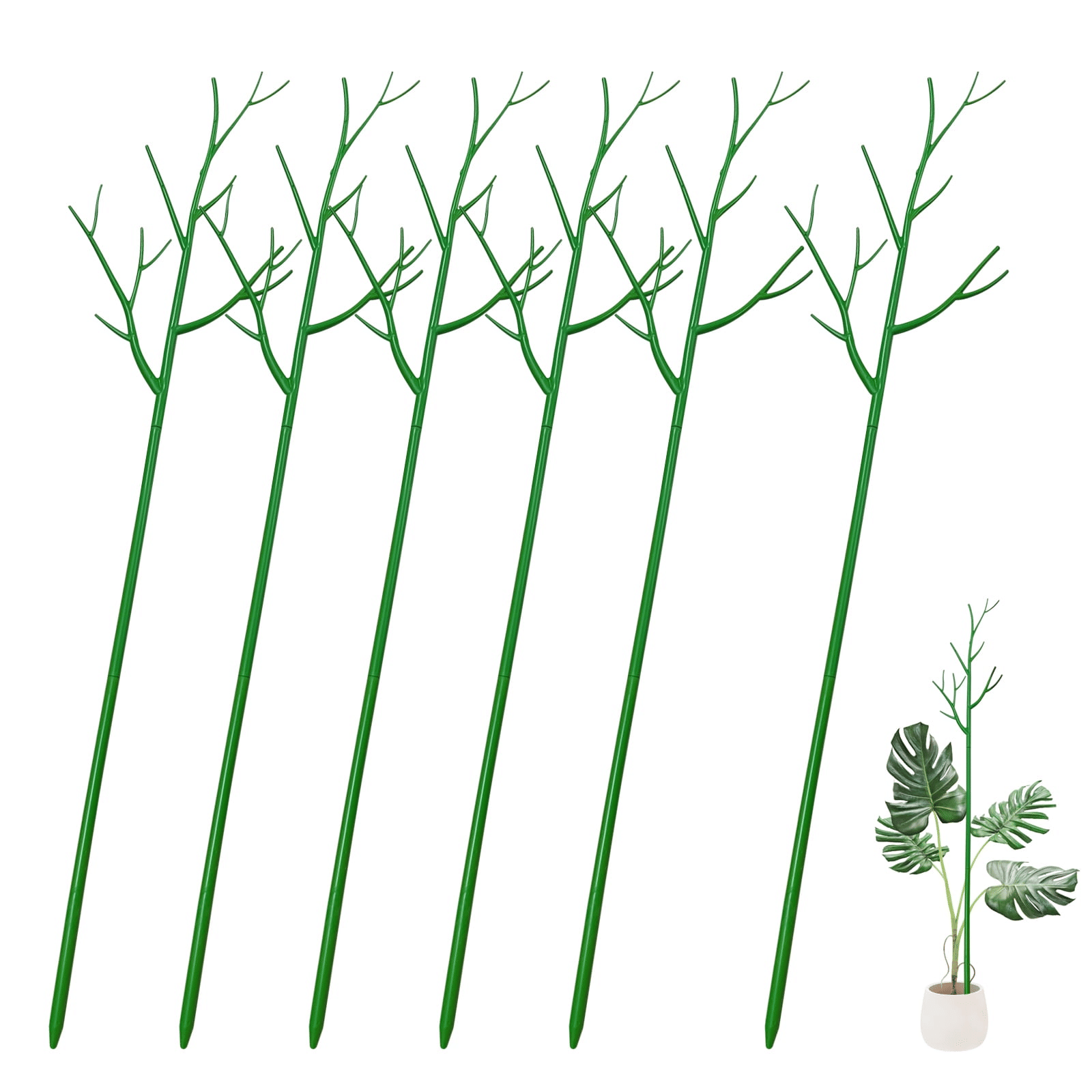 6 Pack 39.37'' Twig Plant Support Stake Set, Adjustable Monstera Plant Support, Plant Trellis Poles Plant Sticks for Indoor and Outdoor Potted Plants