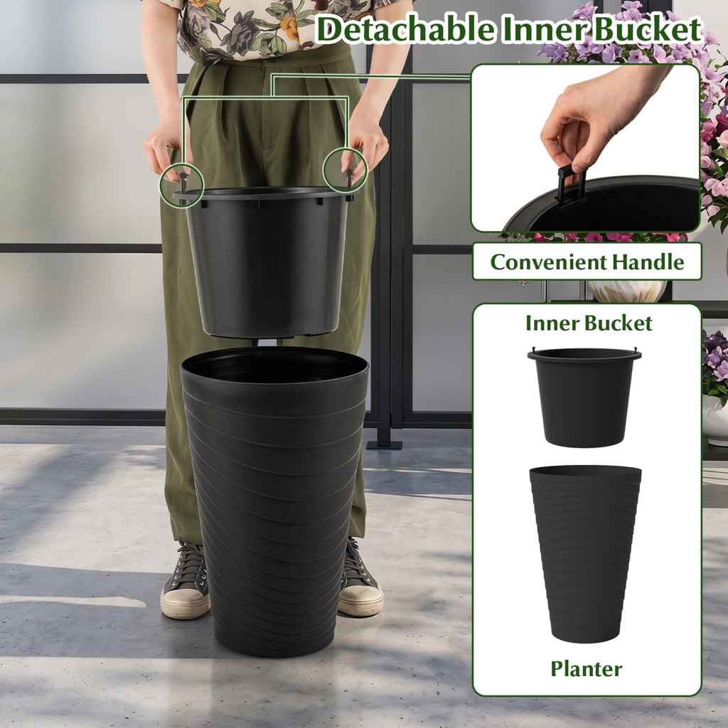 18-Inch Tall Planter Pot Set of 2 with Drainage and Handles