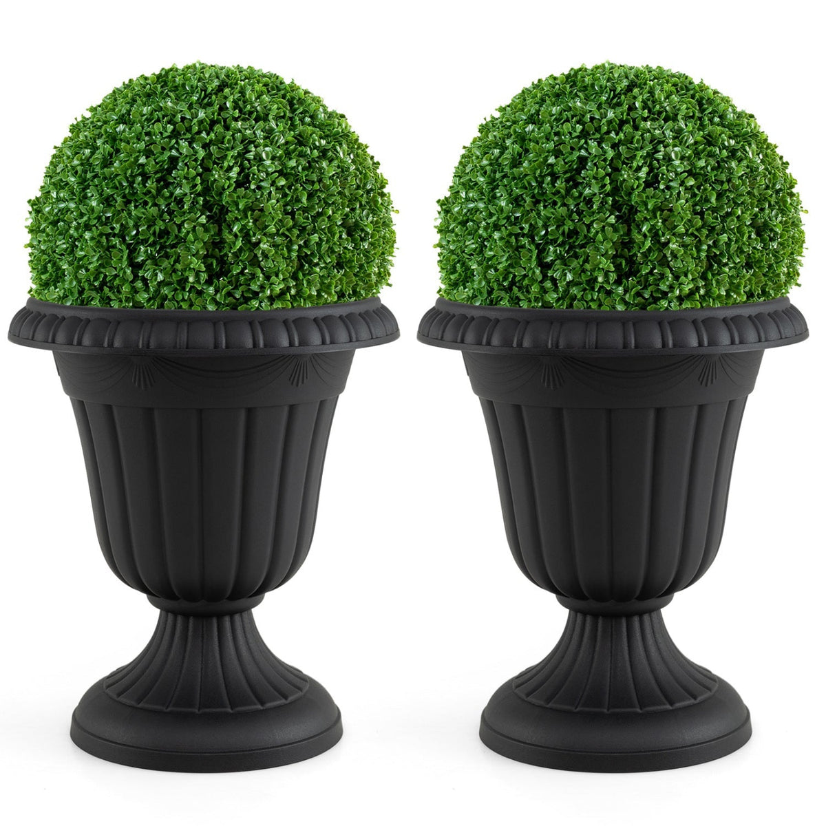 18-Inch Tall Urn Planters Set of 2 with Pedestal Base