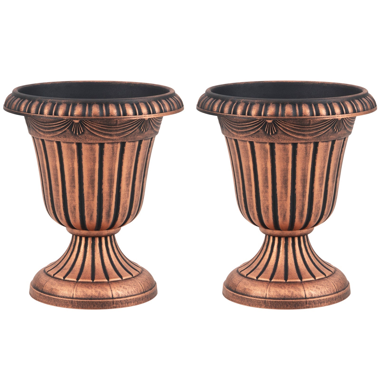 18 inch Tall Vintage Planters Set of 2 with Pedestal Base and Pre-marked Drain Hole