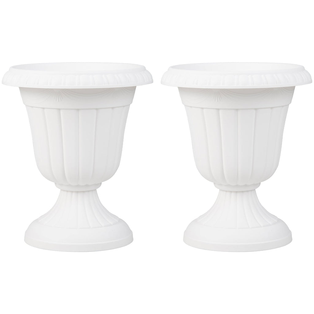 18 inch Tall Vintage Planters Set of 2 with Pedestal Base and Pre-marked Drain Hole