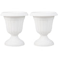 18 inch Tall Vintage Planters Set of 2 with Pedestal Base and Pre-marked Drain Hole