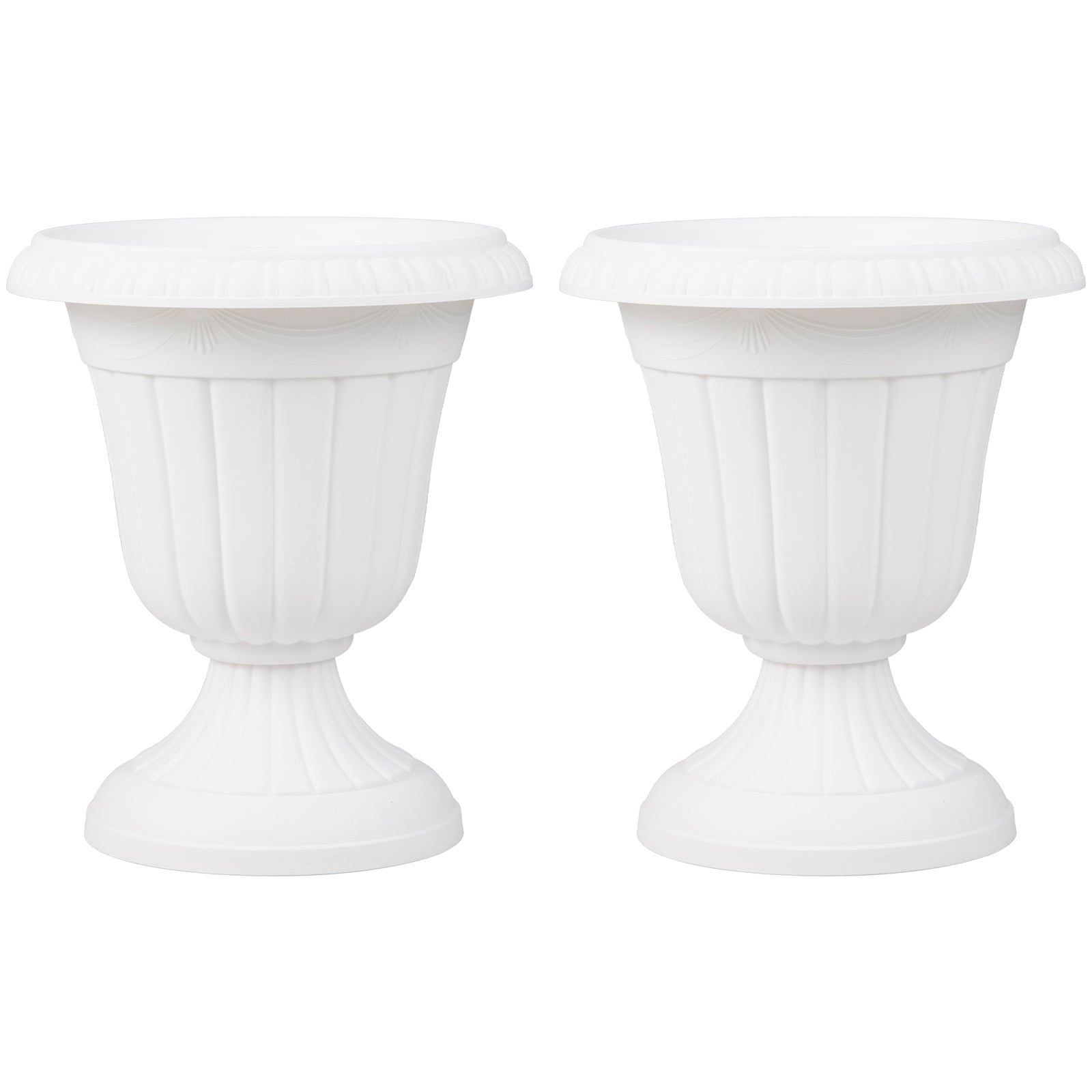 18 inch Tall Vintage Planters Set of 2 with Pedestal Base and Pre-marked Drain Hole
