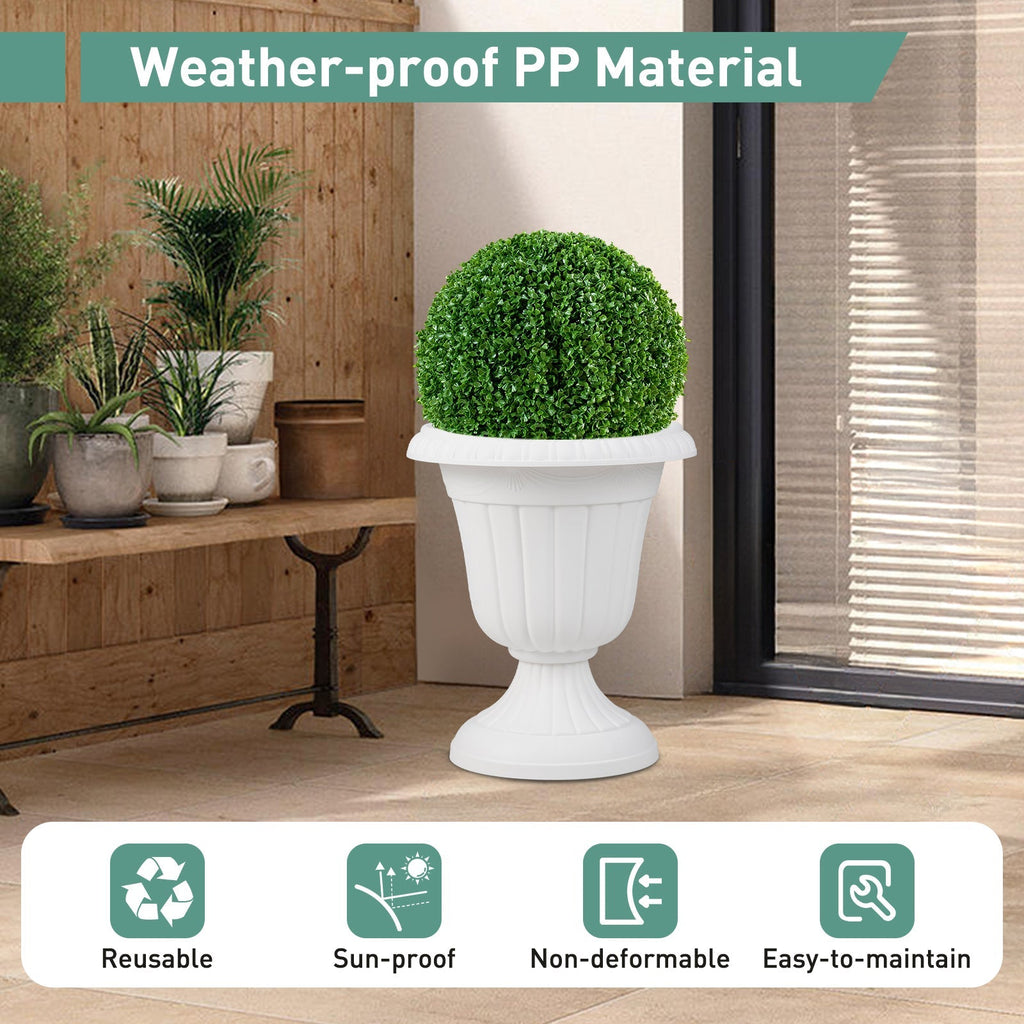18 inch Tall Vintage Planters Set of 2 with Pedestal Base and Pre-marked Drain Hole
