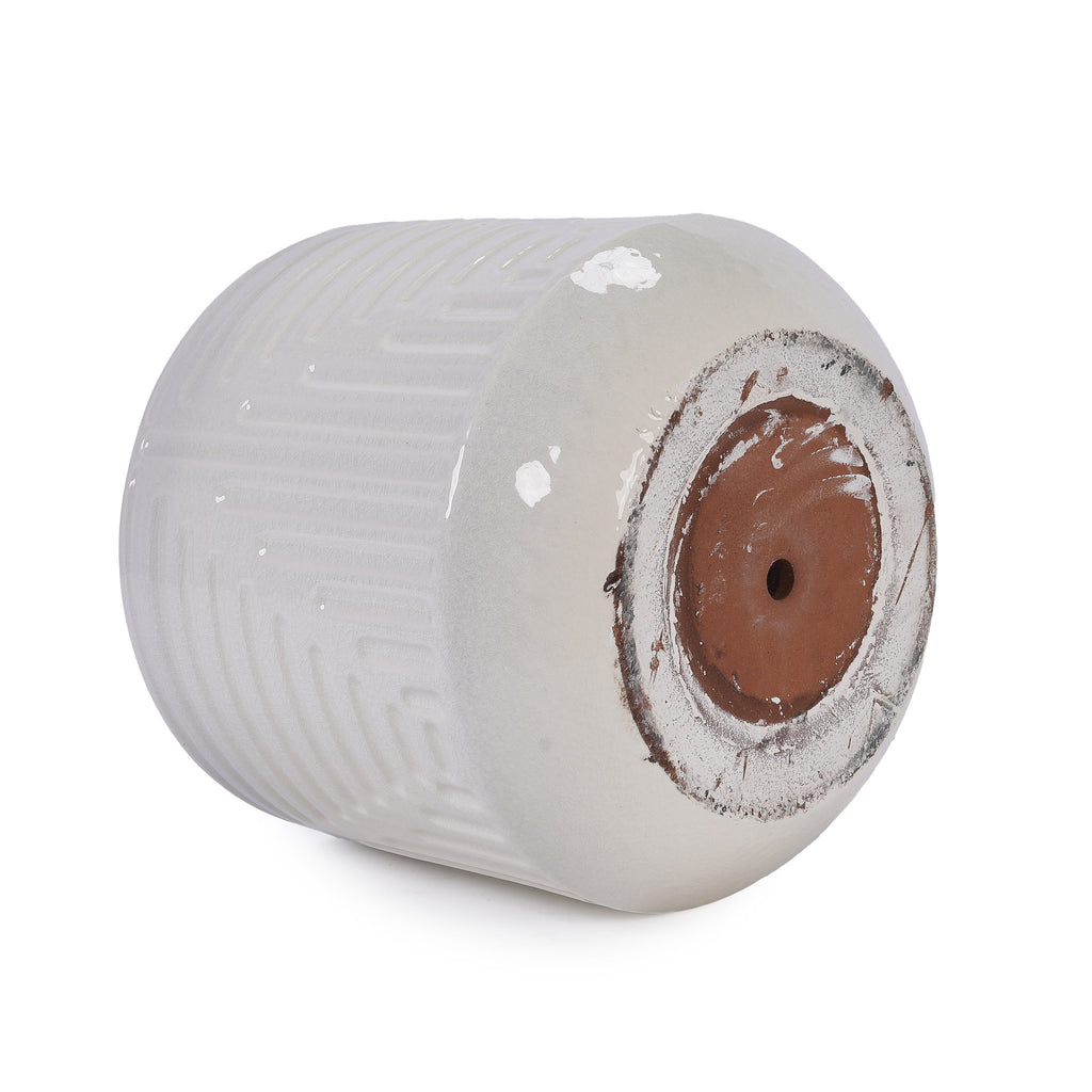 Ceramic Flowerpot, Modern Planter for Patio, Garden, Windowsill - White