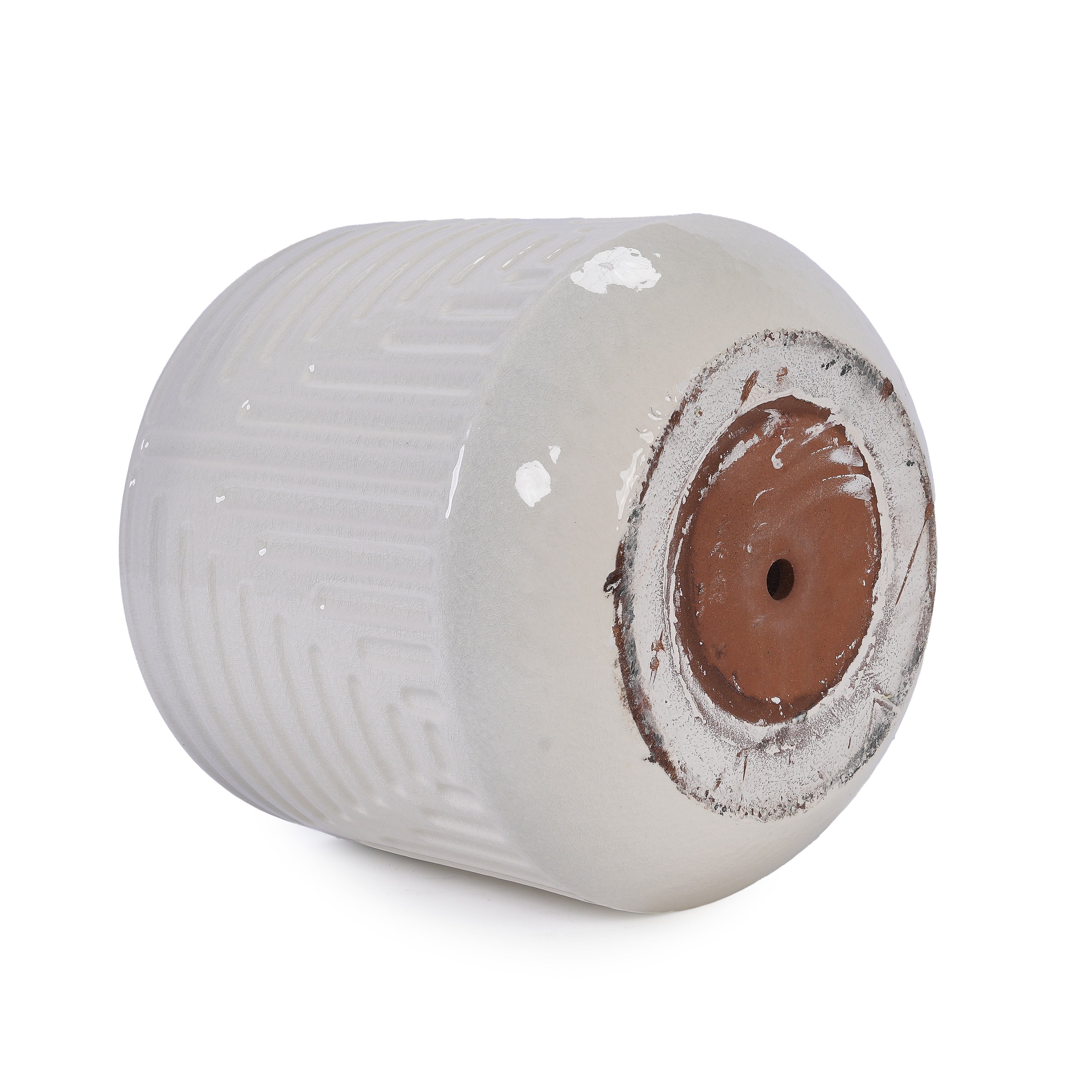 Ceramic Flowerpot, Modern Planter for Patio, Garden, Windowsill - White