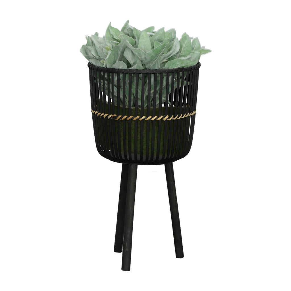 S/3 BAMBOO FOOTED PLANTERS 11/13/15', BLACK