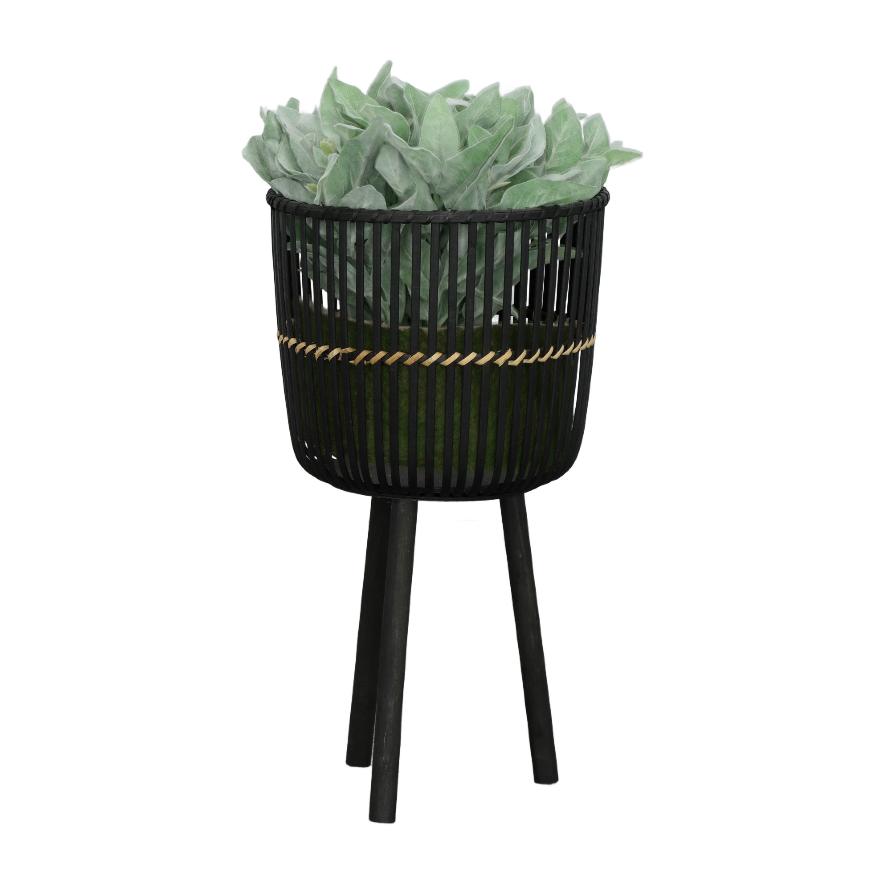 S/3 BAMBOO FOOTED PLANTERS 11/13/15', BLACK