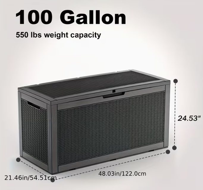 35-200 Gallon Heavy-Duty Outdoor Deck Boxes – Waterproof Patio Storage Box with Hinged Lid, Lockable & Easy Assembly