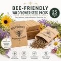 Bee Friendly Wildflower Seed Favors 25 Pack, Pre Filled Seed Packets, Garden Party Gifts