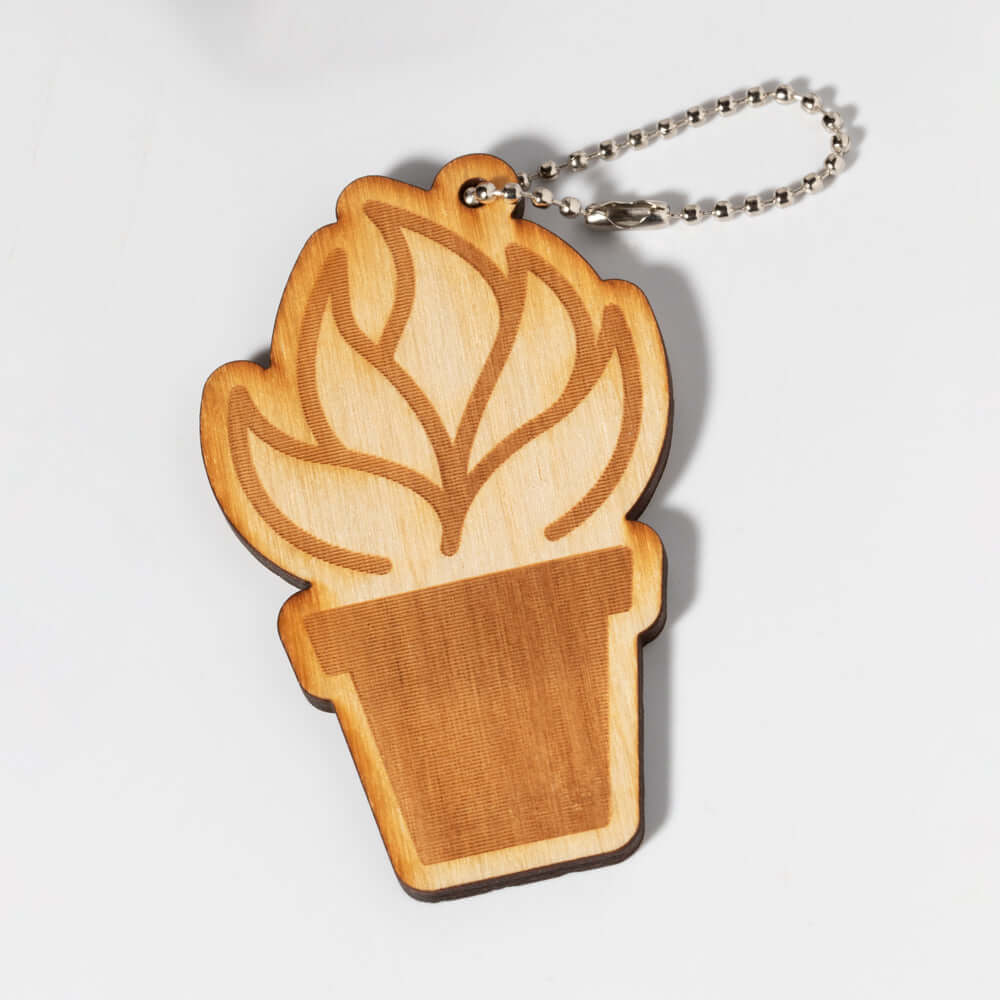 Wooden Plant Key Chain