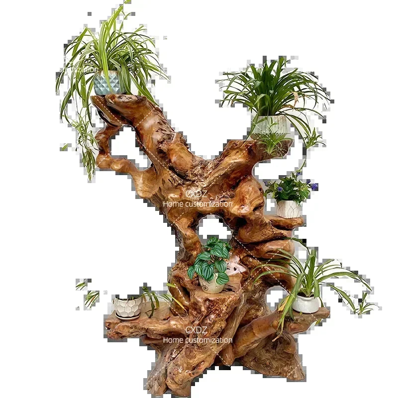 Natural Camphor Wood Root Carving Display Stand – Solid Wood Bonsai & Art Pedestal
