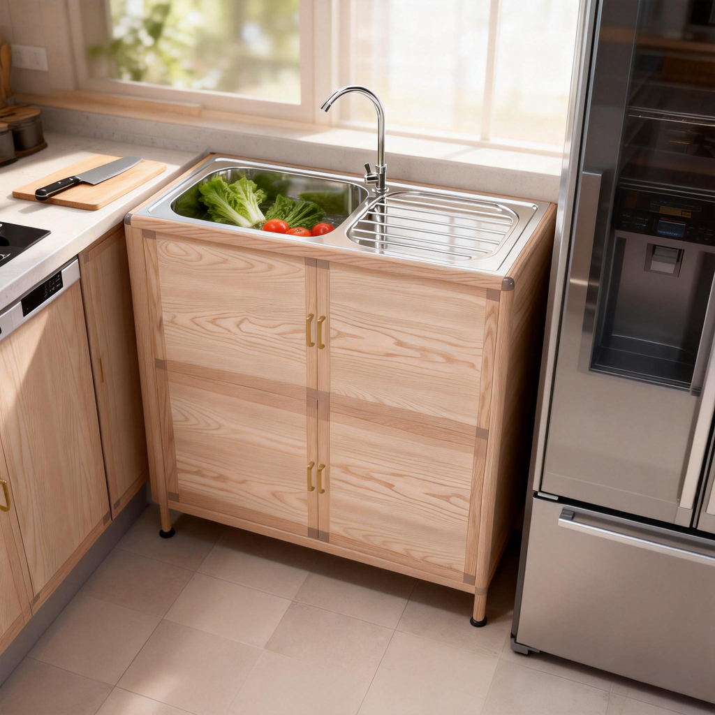 Utility Sink with Cabinet, Freestanding Utility Sink, Laundry Room Sink Cabinet, Outdoor Sink Station, Stainless Steel Utility Sink (32.68' D x 16.93' W x 33.27' H)