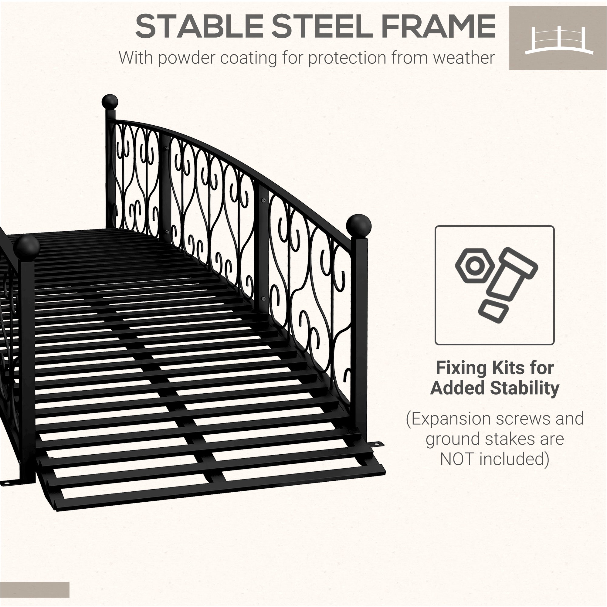 Outsunny 7' Metal Arch Garden Bridge with Safety Siderails