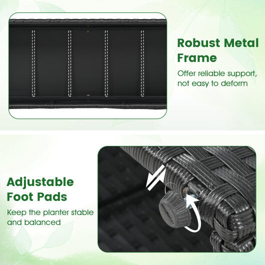 Set of 2 49 Inch Raised Garden Bed with Trellis and Wicker Planter Box-Black