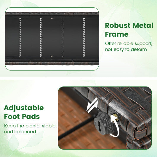 Set of 2 49 Inch Raised Garden Bed with Trellis and Wicker Planter Box-Black