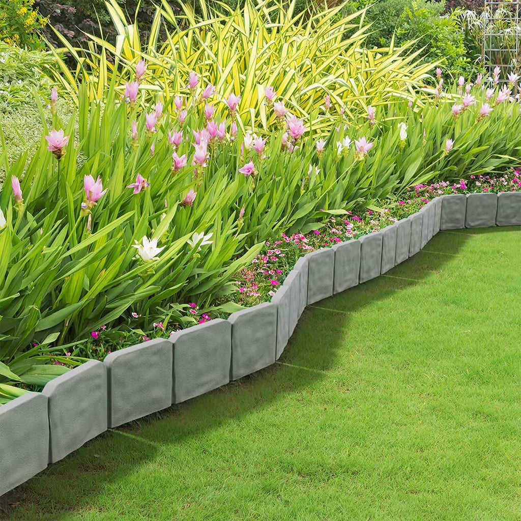 20-Pieces: Plastic Cobbled Stone Effect Landscaping Lawn Edging
