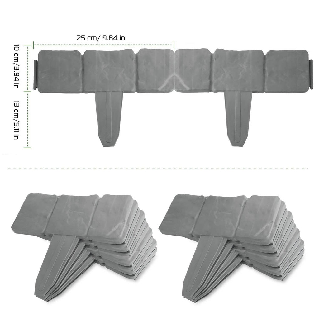 20-Pieces: Plastic Cobbled Stone Effect Landscaping Lawn Edging