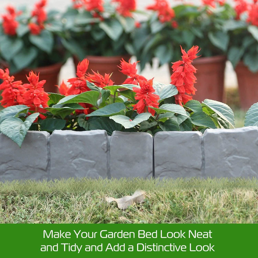 20-Pieces: Plastic Cobbled Stone Effect Landscaping Lawn Edging