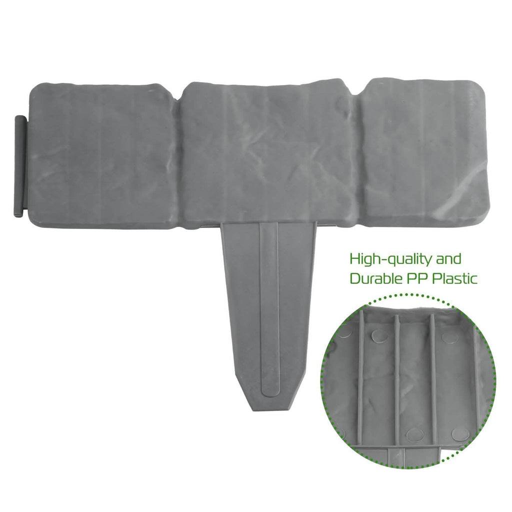 20-Pieces: Plastic Cobbled Stone Effect Landscaping Lawn Edging