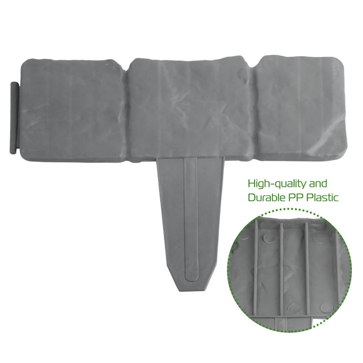 20-Pieces: Plastic Cobbled Stone Effect Landscaping Lawn Edging