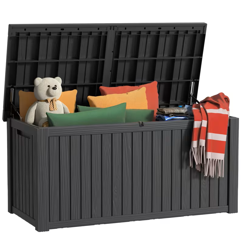 35-200 Gallon Heavy-Duty Outdoor Deck Boxes – Waterproof Patio Storage Box with Hinged Lid, Lockable & Easy Assembly