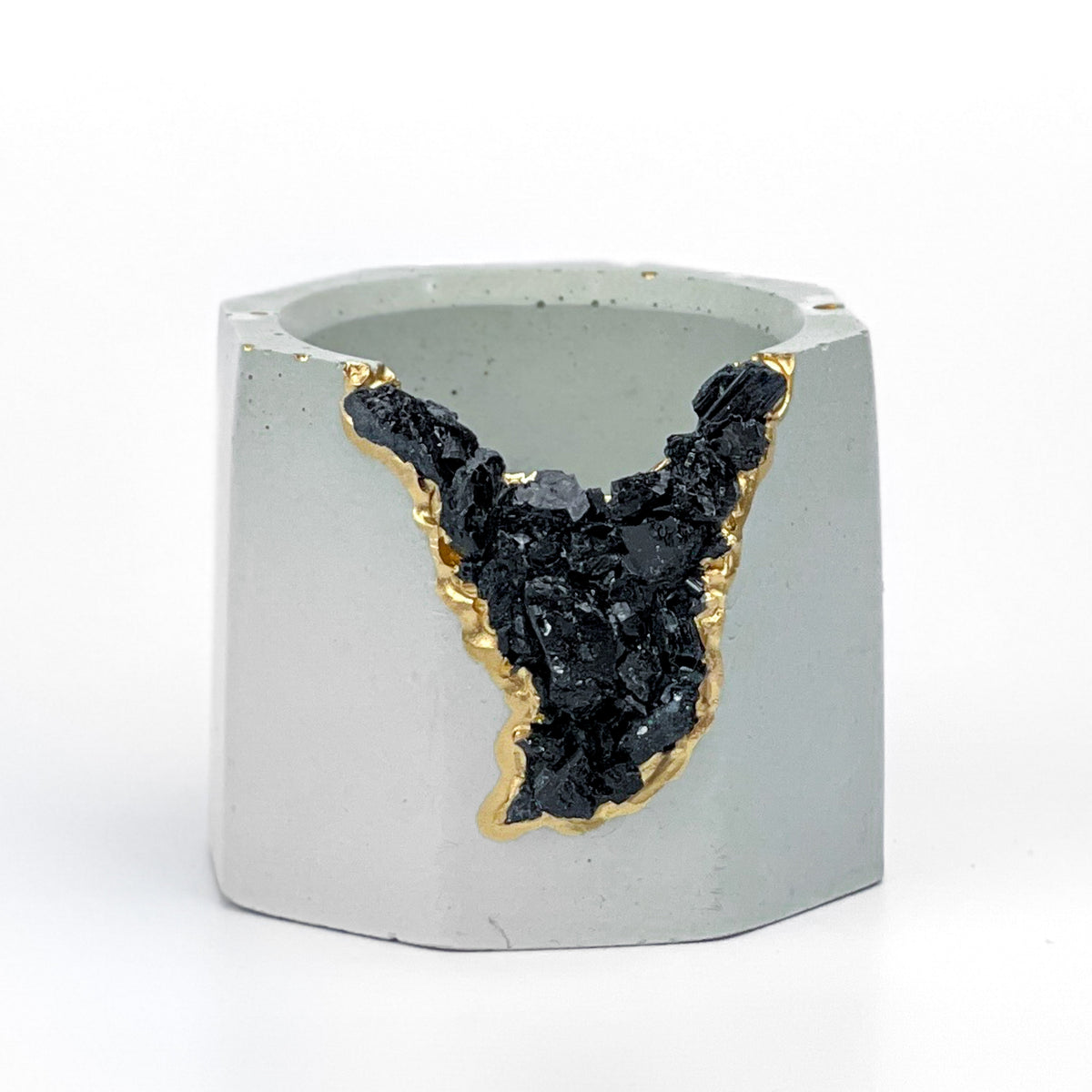 BLACK TOURMALINE GEODE PLANTER