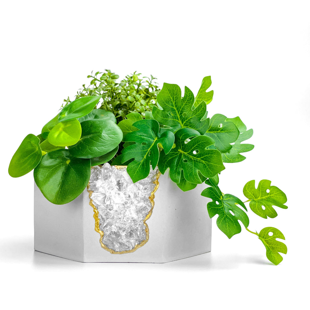 Raw CLEAR QUARTZ GEODE PLANTER