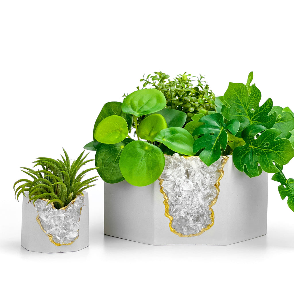 Raw CLEAR QUARTZ GEODE PLANTER