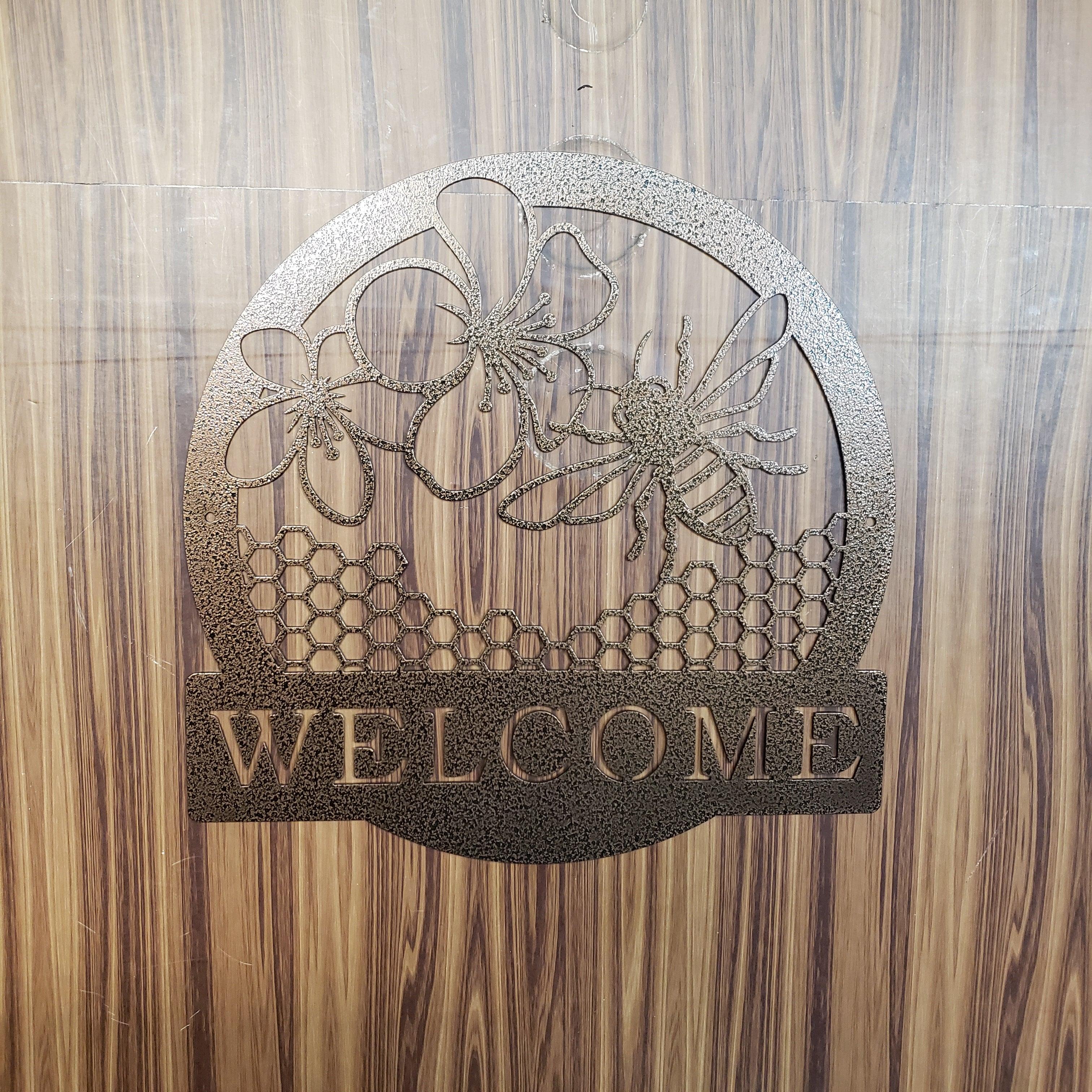 Honey Bee Welcome Sign – Metal Wall Art, Bee Decor for Porch, Garden, Entryway, Custom Steel Welcome Plaque