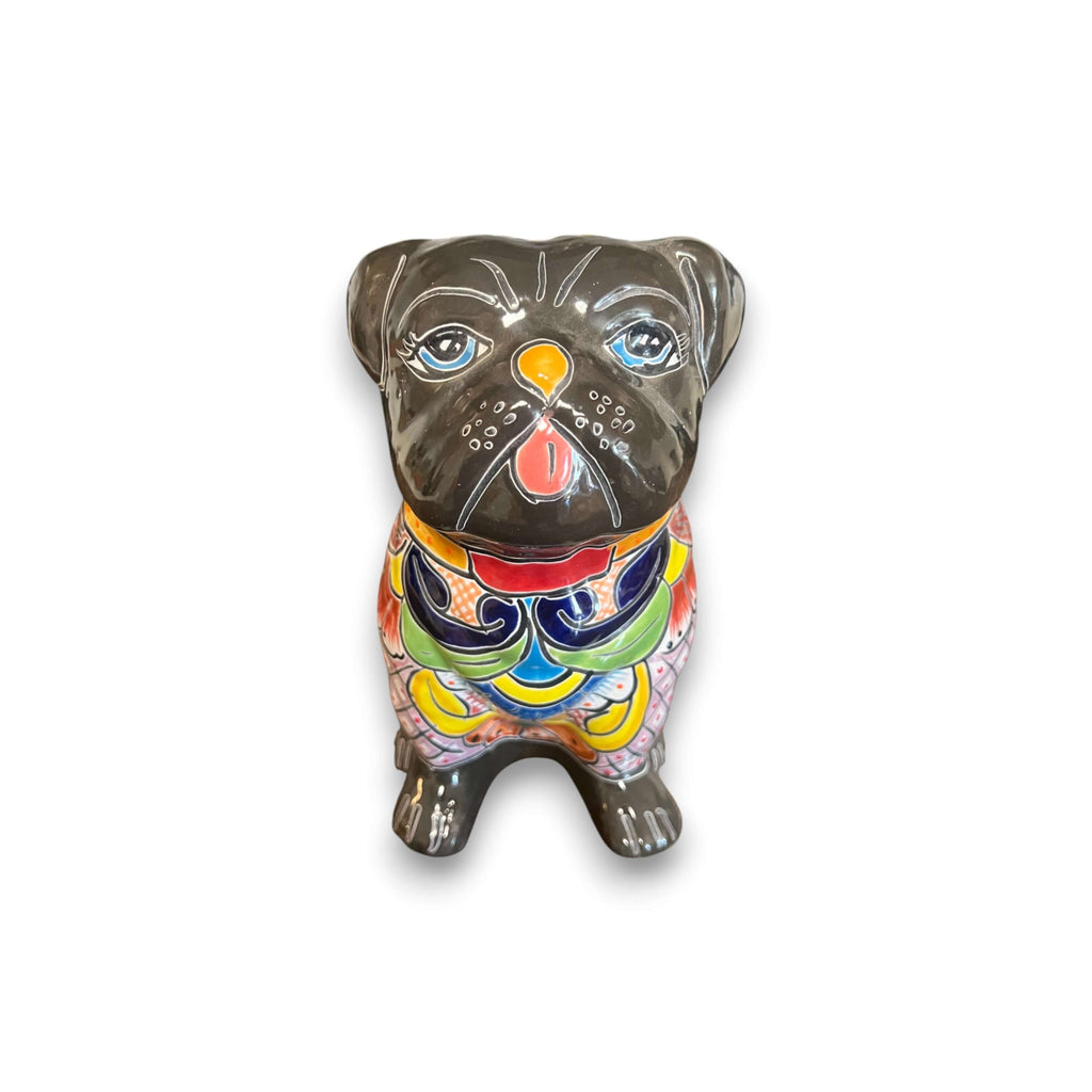 Talavera Pug Planter | Hand-Painted Mexican Dog Pottery