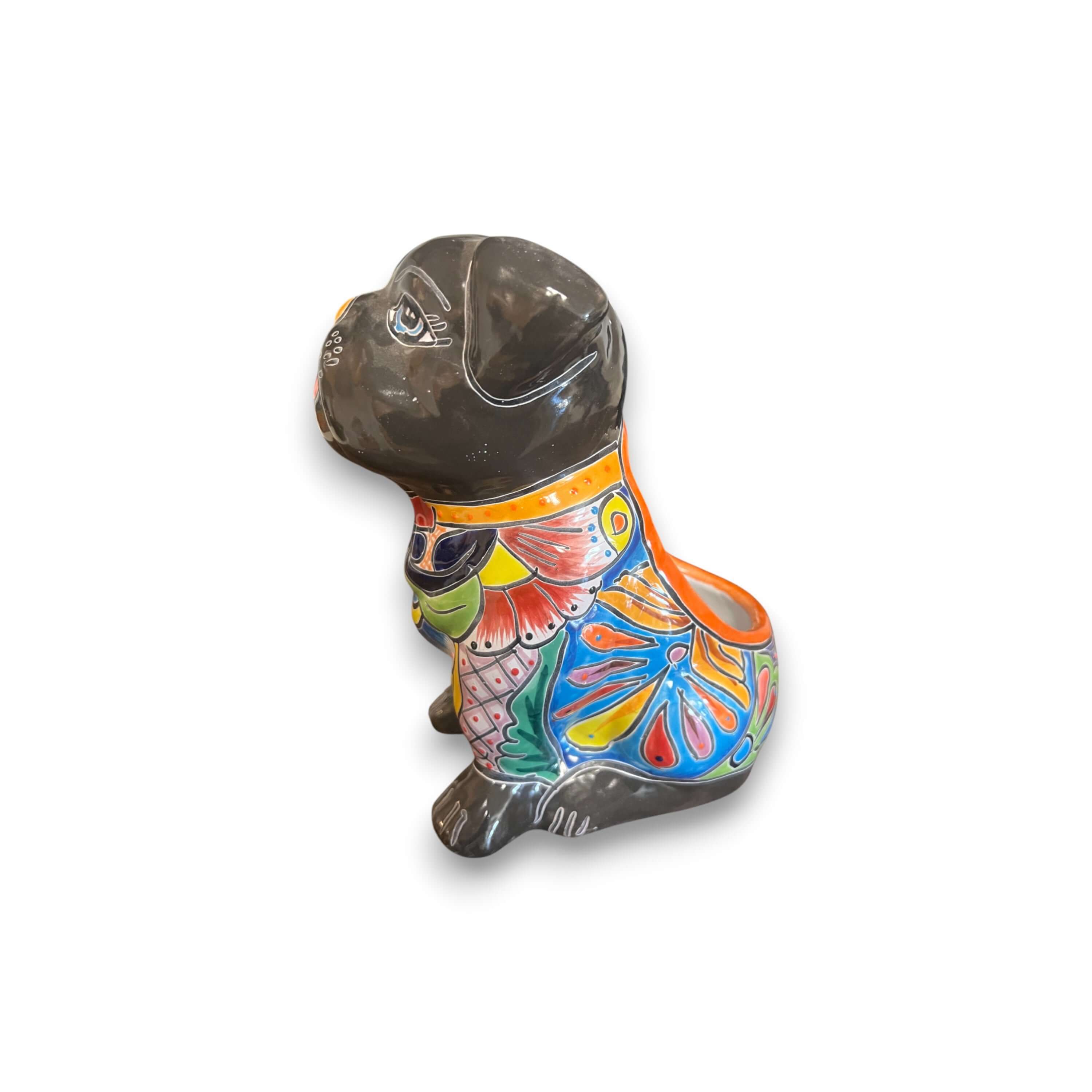 Talavera Pug Planter | Hand-Painted Mexican Dog Pottery
