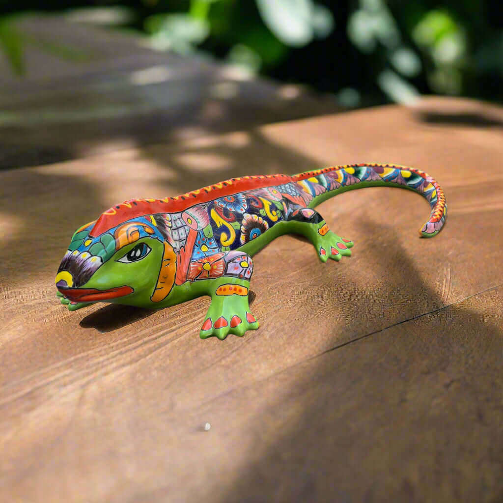 XL Talavera Iguana Statue | Hand-Painted Mexican Ceramic Art