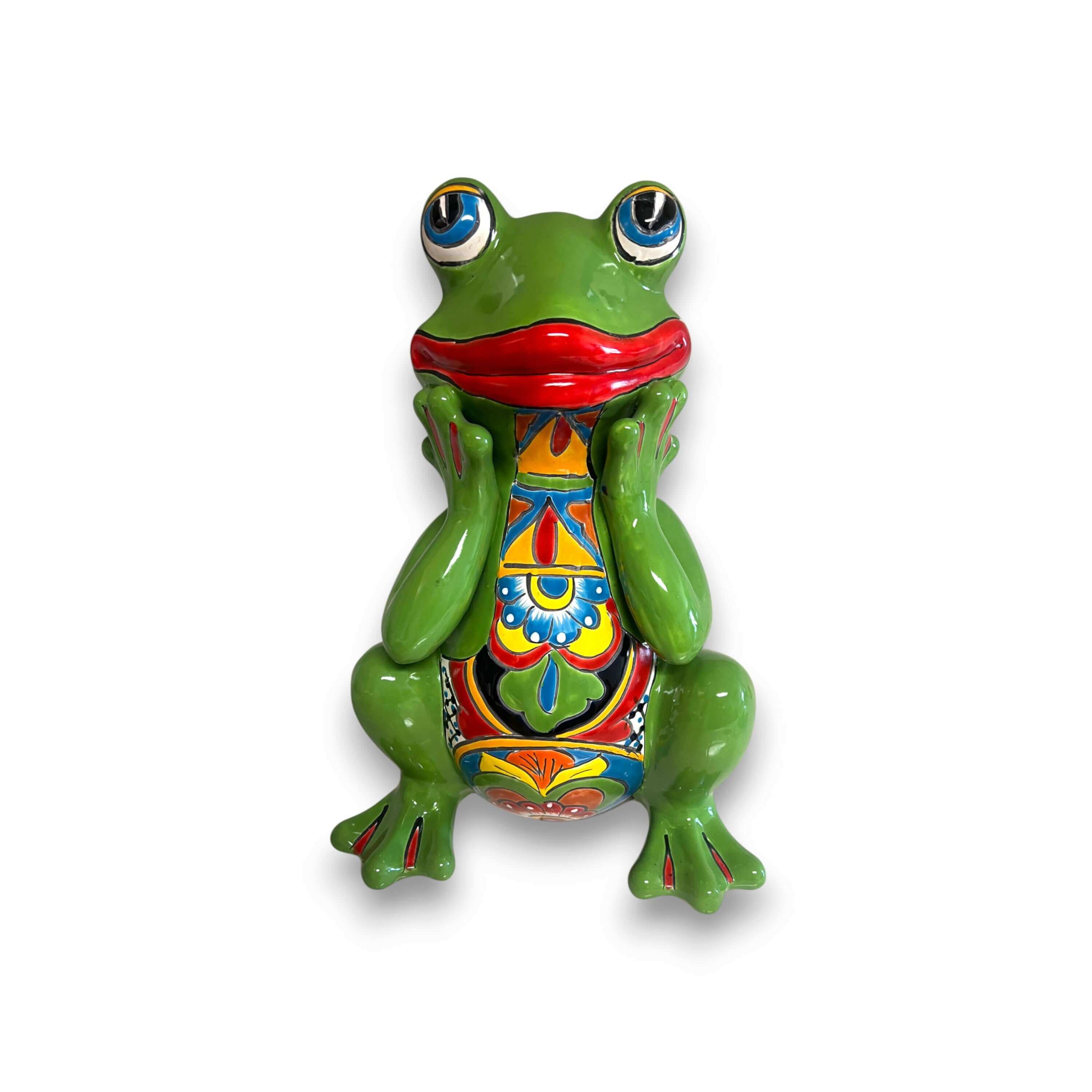 Talavera Frog Statue | Vibrant Hand-Painted Mexican Ceramic Art