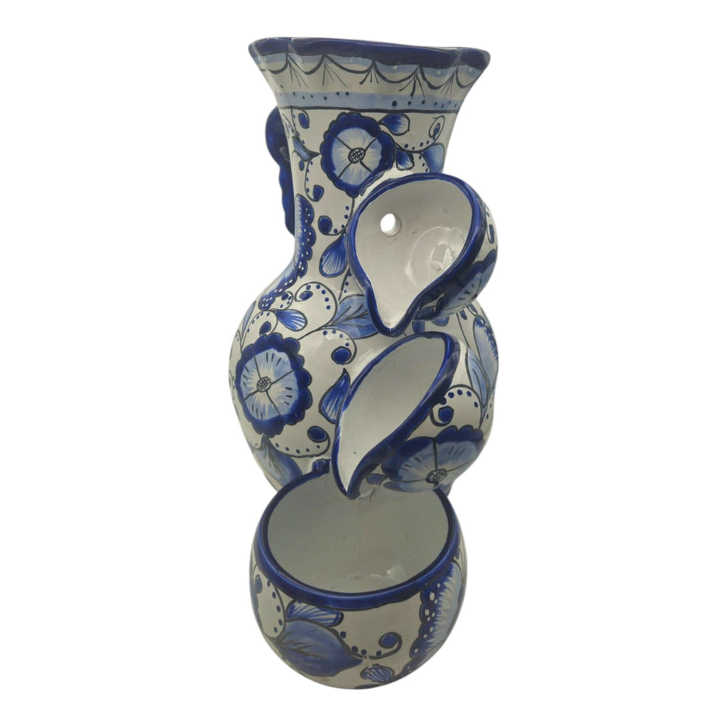 Blue & White Talavera Fountain | Handmade Floral Butterfly
