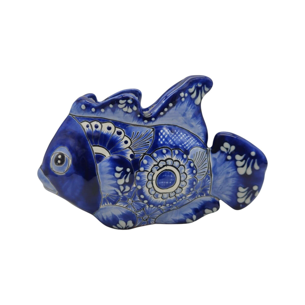 Talavera Fish Planter | Blue & White Design