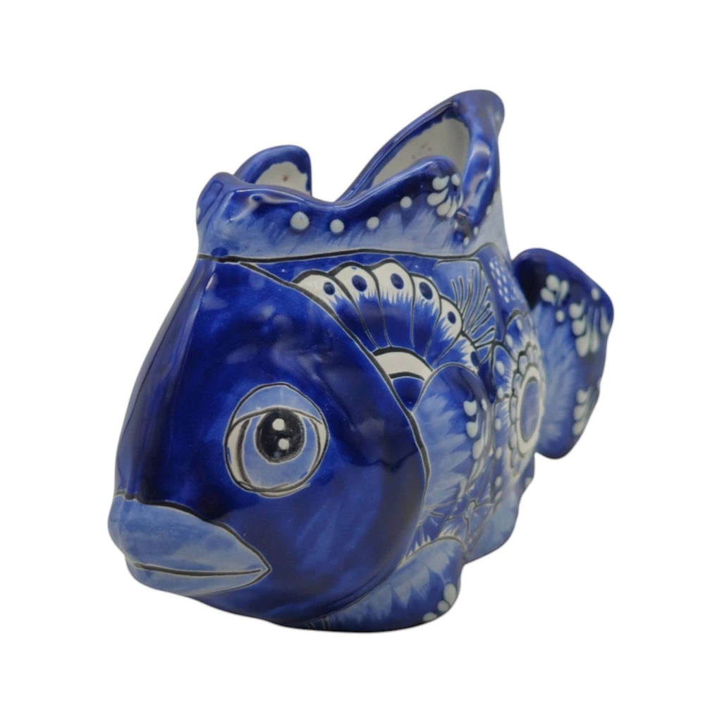 Talavera Fish Planter | Blue & White Design