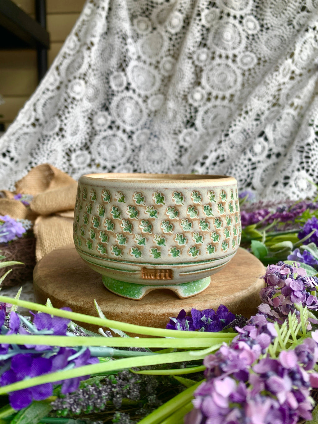 WS0010 Artisan Handcrafted Pottery Planter Pot - Pot rim diameter: 3.5"